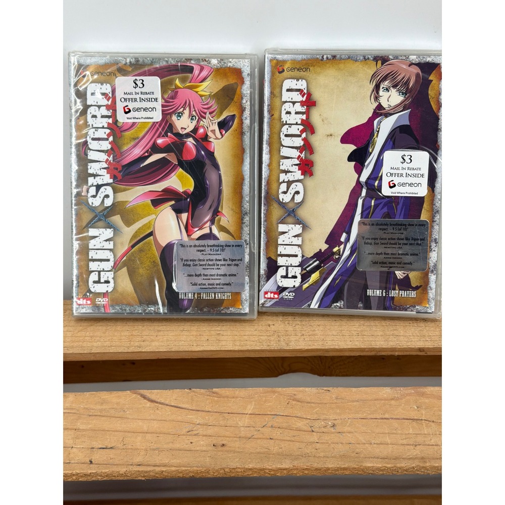 Gun x Sword Anime DVD Vol 4 & 6 Fallen Knights Lost Prayers Geneon New Sealed